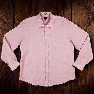 J Crew Men's Long Sleeve Shirt Size XXL Slim Fit Linen Cotton